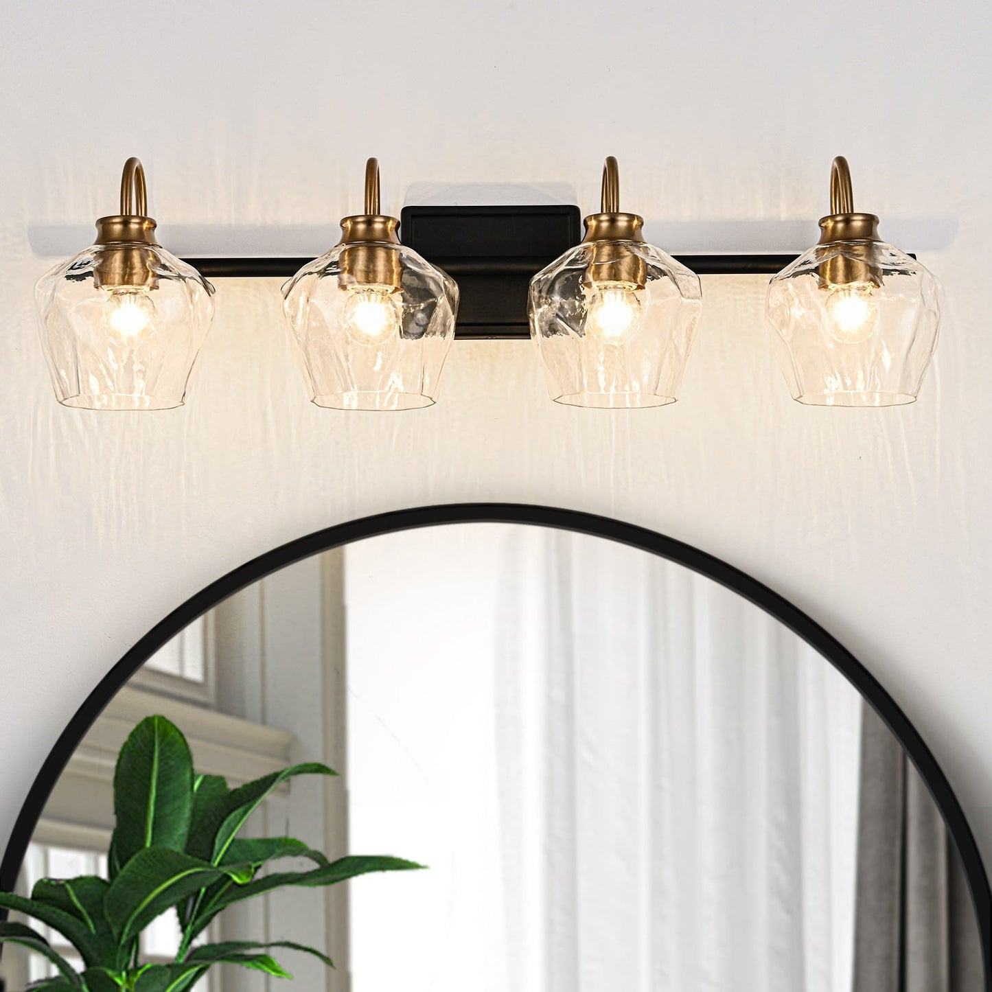 Modern 3/4-lights Bathroom Dimmable Vanity Lights Wall Sconces with Glass Shade