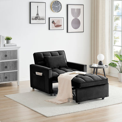 Modern 70.86 3 in 1 Single Convertible Sofa Bed with Adjustable Back and Moving Wheel for Living Room