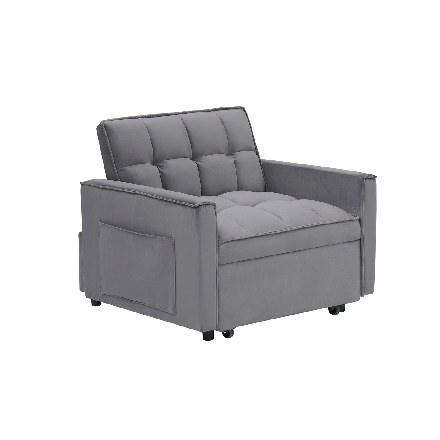 Modern 70.86 3 in 1 Single Convertible Sofa Bed with Adjustable Back and Moving Wheel for Living Room