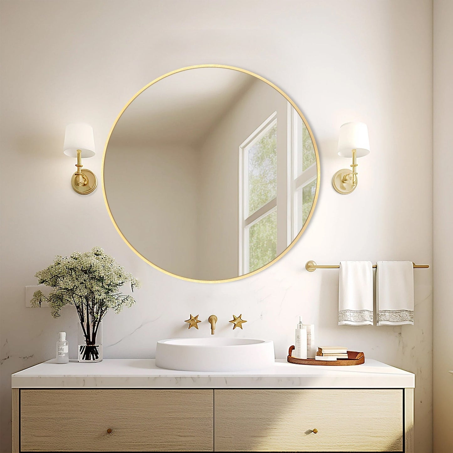 Modern Bathroom Wall Mounted Round Vanity Mirror