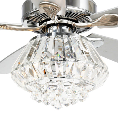 Modern Chrome 52-inch Crystal Chandelier Ceiling Fan with Remote