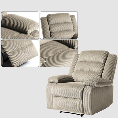 Modern Corduroy Manual Recliner Chair, Lounger Adjustable Recliners with Wide Armrest