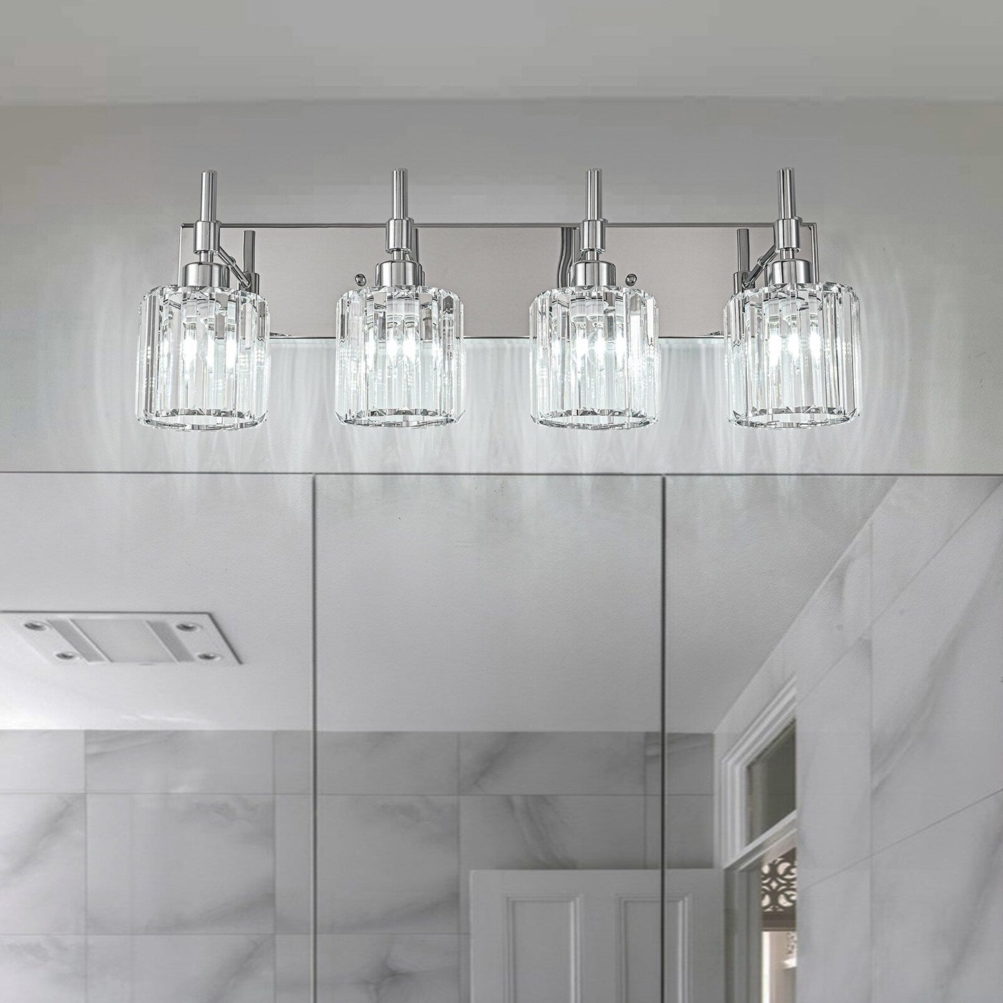 Modern Dimmable Crystal Bathroom Vanity Light Wall Sconces with Crystal Shades