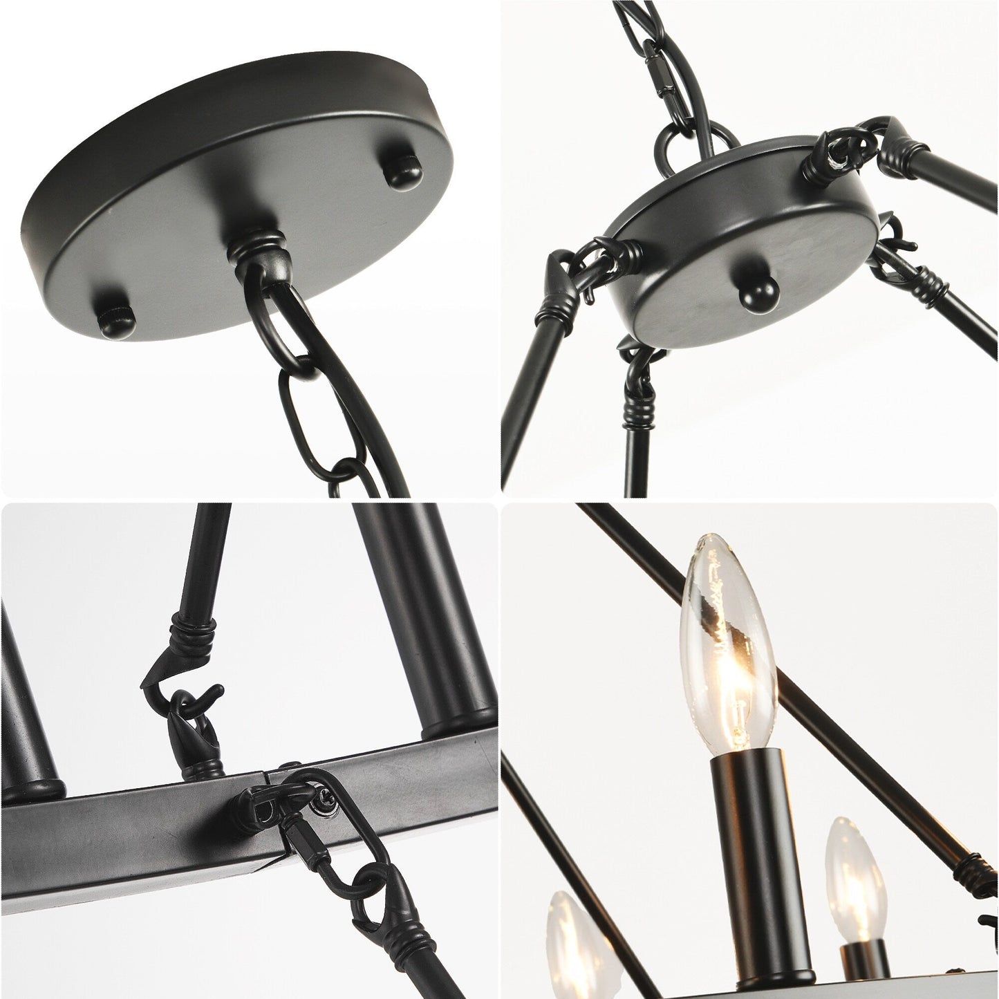 Modern Farmhouse Chandelier 2 Tier Round Wagon Wheel Chandelier Large High Ceiling Light.