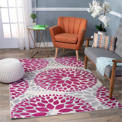 World Rug Gallery Modern Floral Circles Area Rug