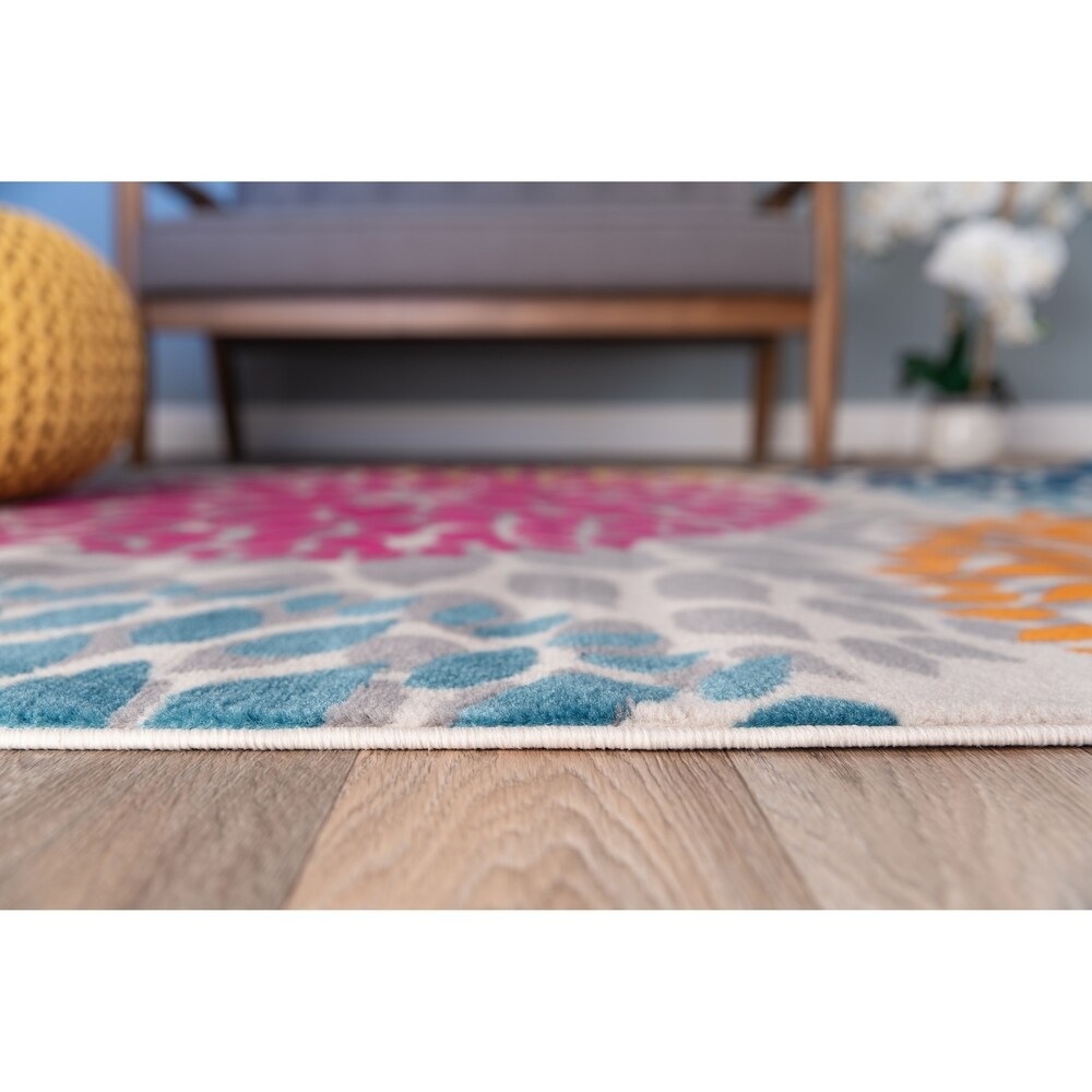 World Rug Gallery Modern Floral Circles Area Rug