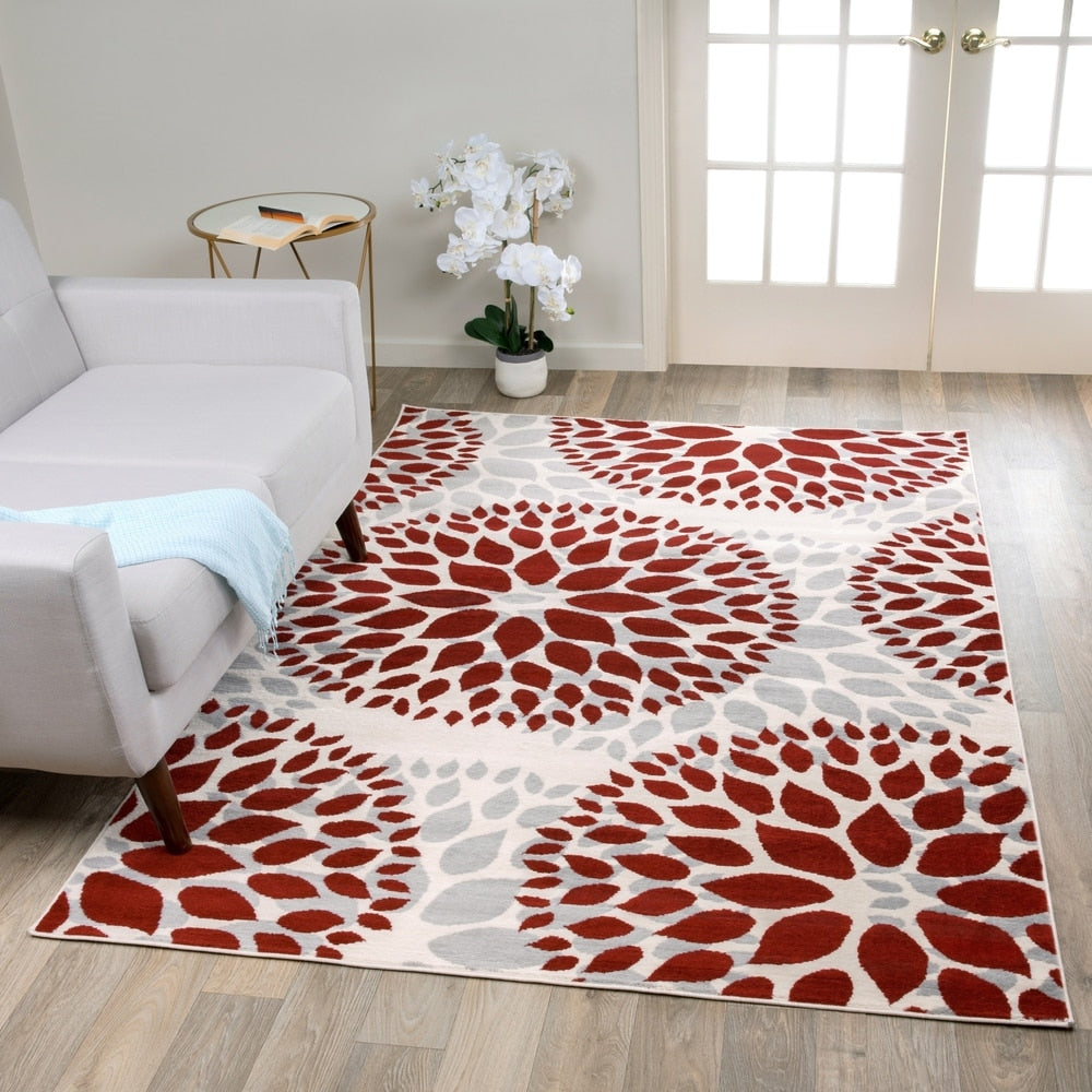 World Rug Gallery Modern Floral Circles Area Rug