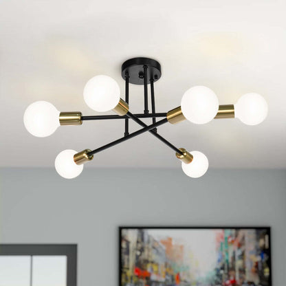 6 - Light Modern Metal 23.62'' Sputnik Semi-Flush Mount Ceiling Light