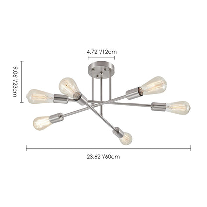 6 - Light Modern Metal 23.62'' Sputnik Semi-Flush Mount Ceiling Light