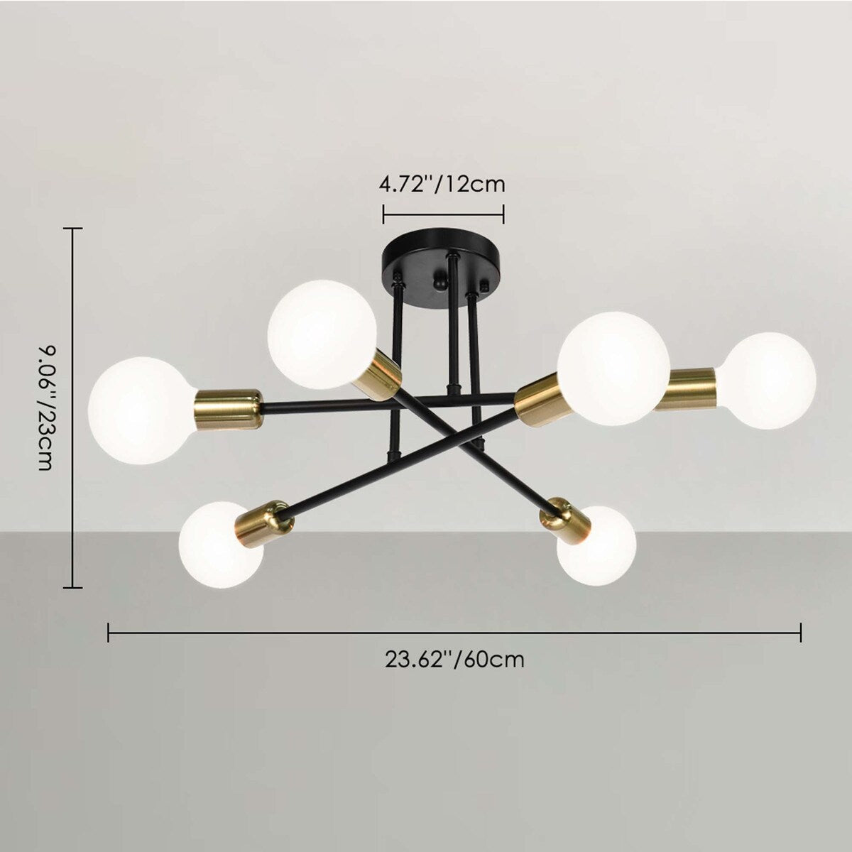 6 - Light Modern Metal 23.62'' Sputnik Semi-Flush Mount Ceiling Light