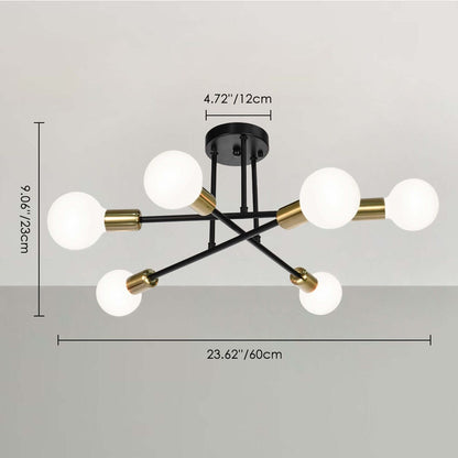 6 - Light Modern Metal 23.62'' Sputnik Semi-Flush Mount Ceiling Light