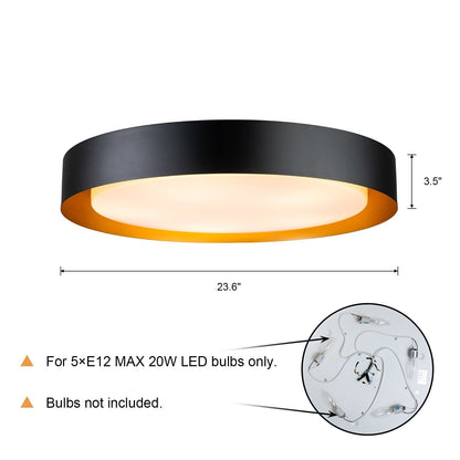 Modern Minimalist 2/3/5-Lights Metal Shaded Drum Flush Mount Ceiling Light