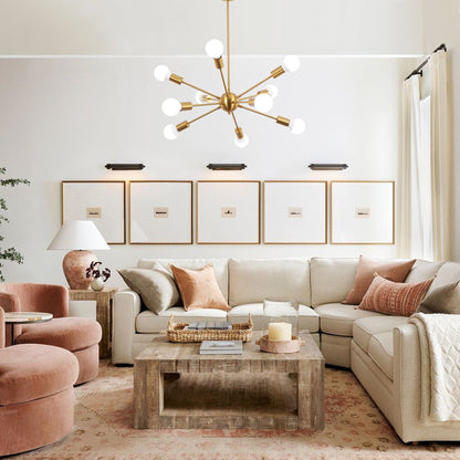 Modern Sputnik Chandelier 10-Light Adjustable Ceiling Light Fixture for Kitchen Dining Room Living Room Bedroom - N/A