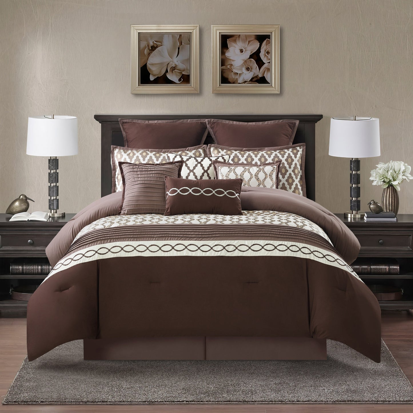 Nanshing Calvin Luxury10-Piece Geometric Comforter Set