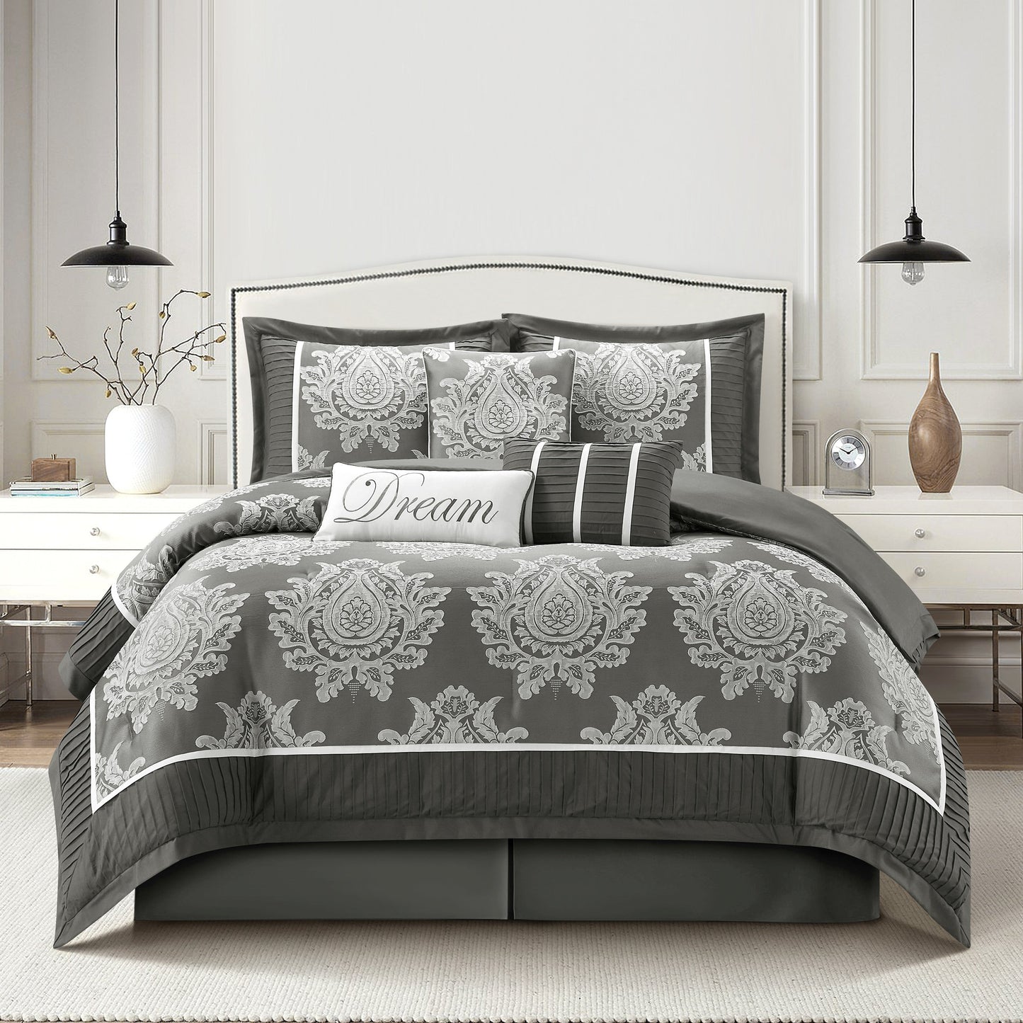 Nanshing Tiana 7 Piece Traditional Damask Comforter Set