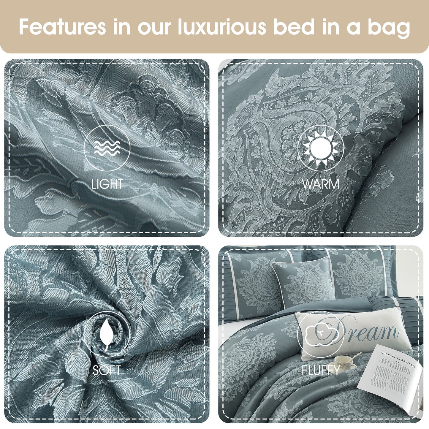 Nanshing Tiana 7 Piece Traditional Damask Comforter Set