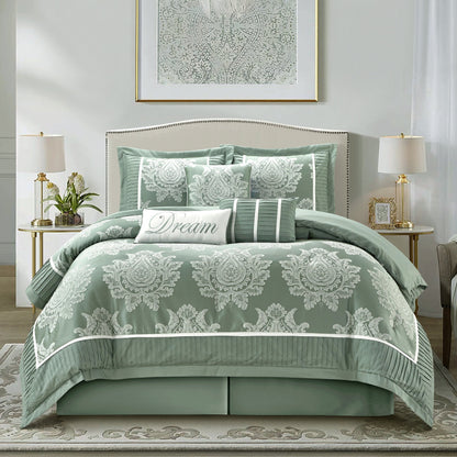 Nanshing Tiana 7 Piece Traditional Damask Comforter Set