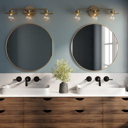 Nathan James Pattinson 3-Lights Bathroom Vanity Light Fixture with Metal Frame and Thin Plate Shade