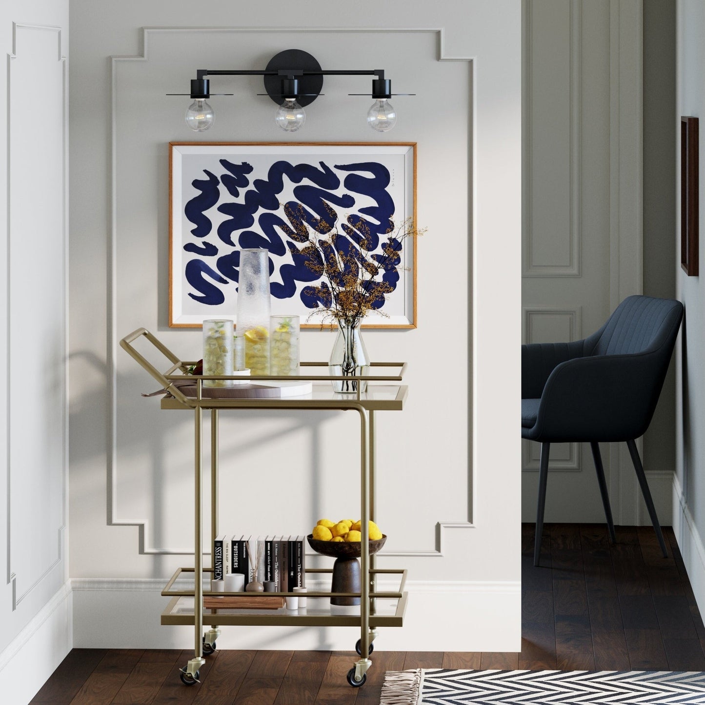 Nathan James Pattinson 3-Lights Bathroom Vanity Light Fixture with Metal Frame and Thin Plate Shade