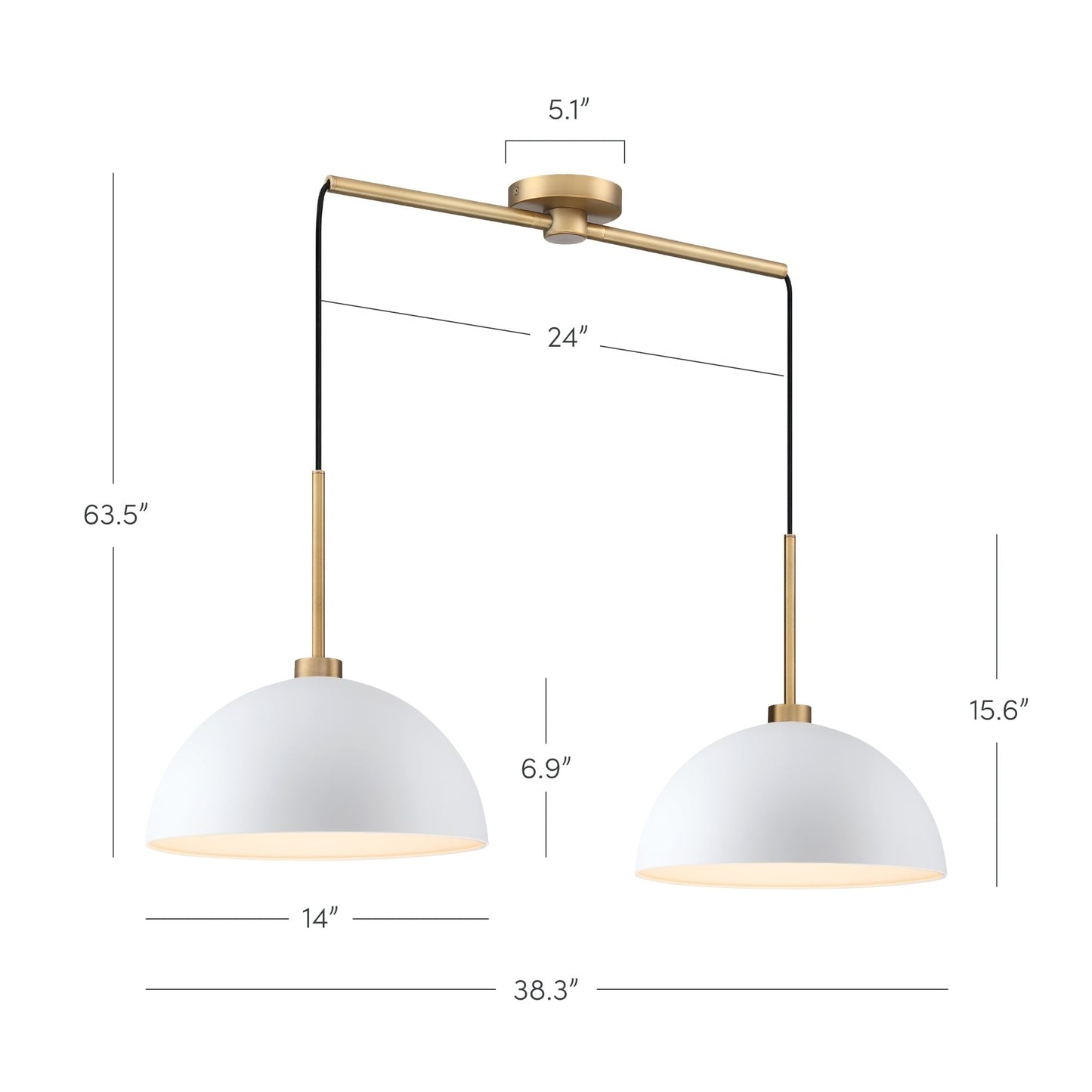 Nathan James Percy Modern 2-Light Pendant Island Light Fixture, Hanging Lights with Metal Shade and Adjustable Cord