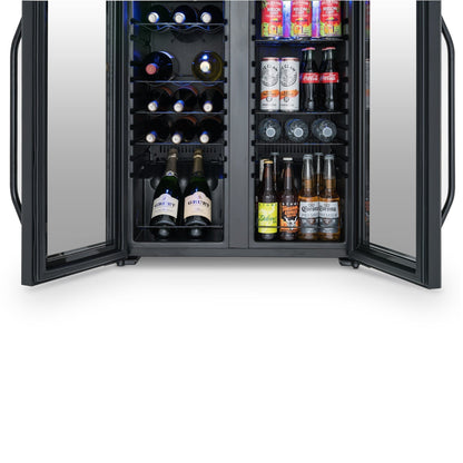 Newair Wine and Beverage Refrigerator, 18 Bottles & 59 Cans, Dual Temperature Zones, Freestanding, Digital Temperature Control