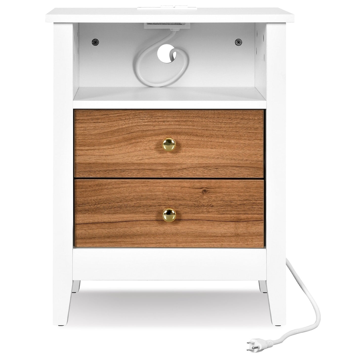 Nightstand Set of 2 with Charging Station End Side Table with 2 Drawers with USB Ports and Outlets Bedside Bed