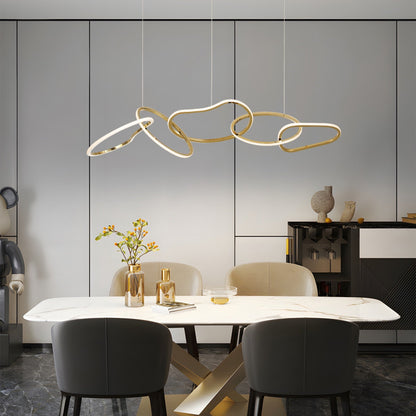 Nordic Luxury Interlocked Stainless Steel LED Chandelier Dining Room Ceiling Light