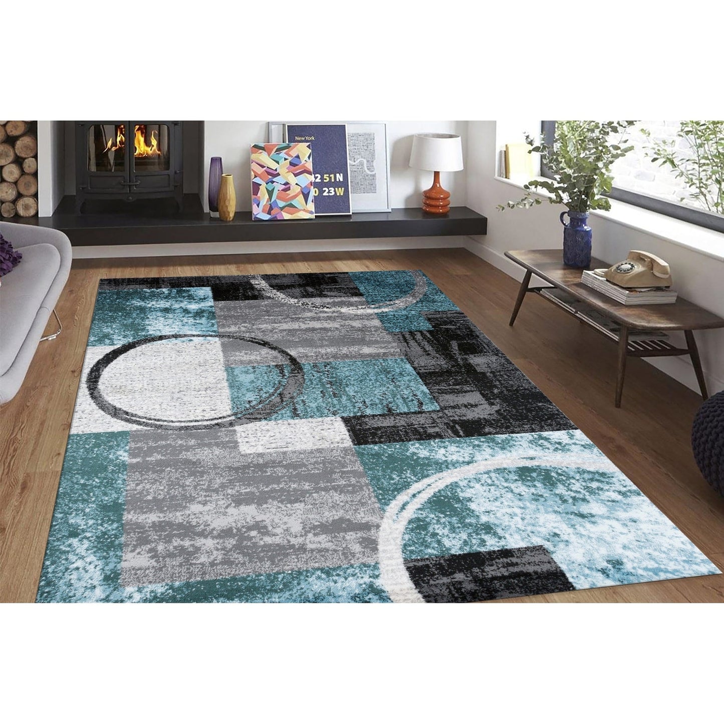 World Rug Gallery Abstract Polypropylene Machine-Made Circle Area Rug