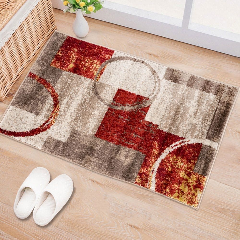 World Rug Gallery Abstract Polypropylene Machine-Made Circle Area Rug