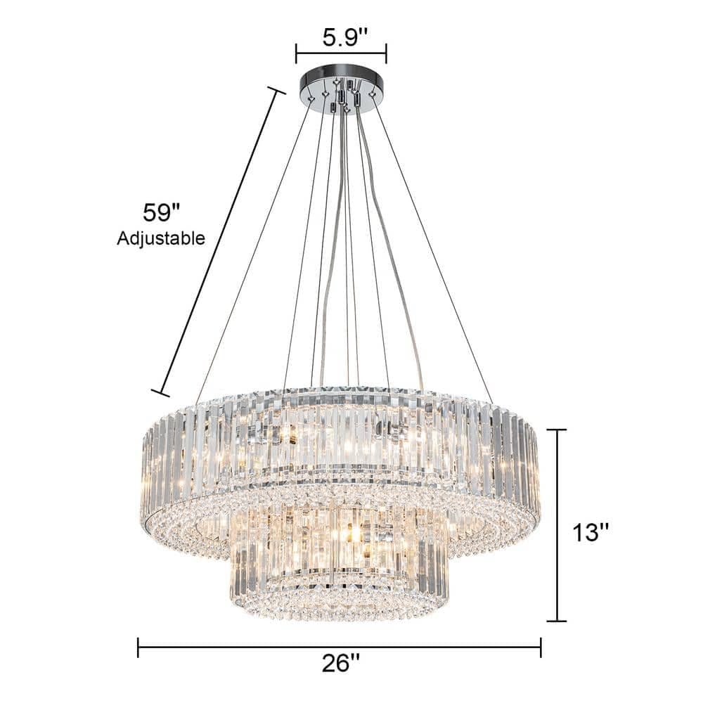 OYIPRO 6/8/12-Light Modern Round Crystal Chandelier Drum Shape Pendant Light for Kitchen Island