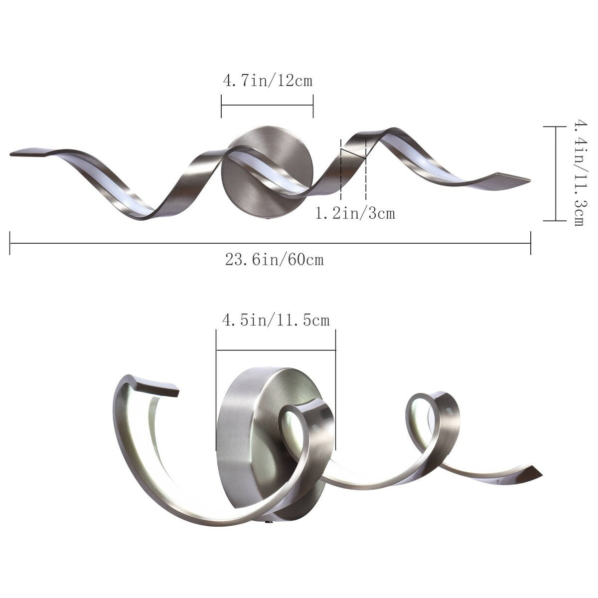 Modern Spiral Design LED Bathroom Vanity Light Dimmable Wall Light