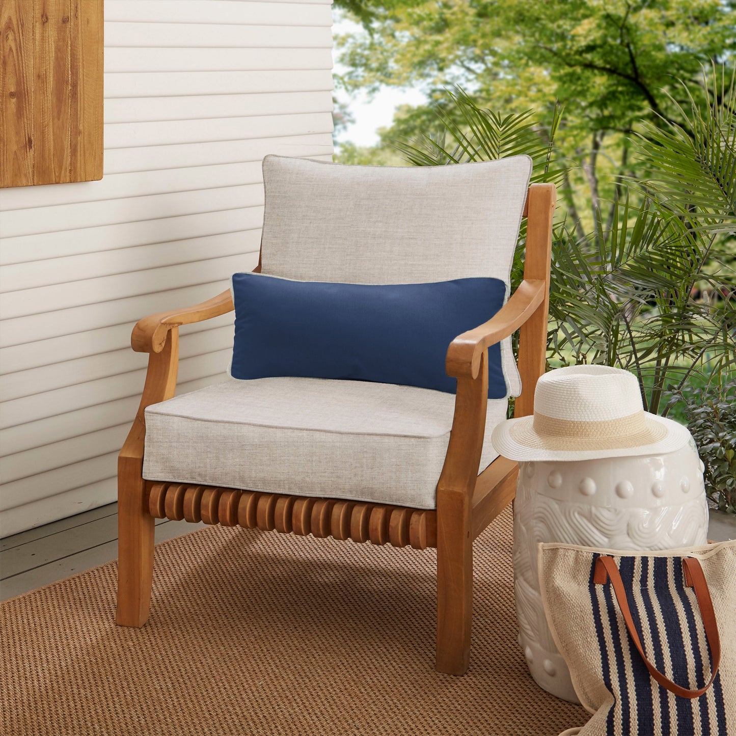 Oakley Sunbrella Solid Indoor/ Outdoor Corded Pillow and Chair Cushion Set