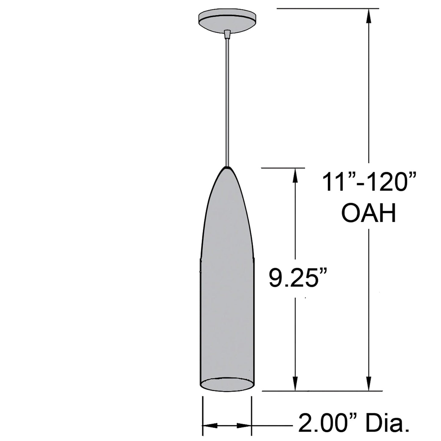 Odyssey LED Bullet Brushed Pendant
