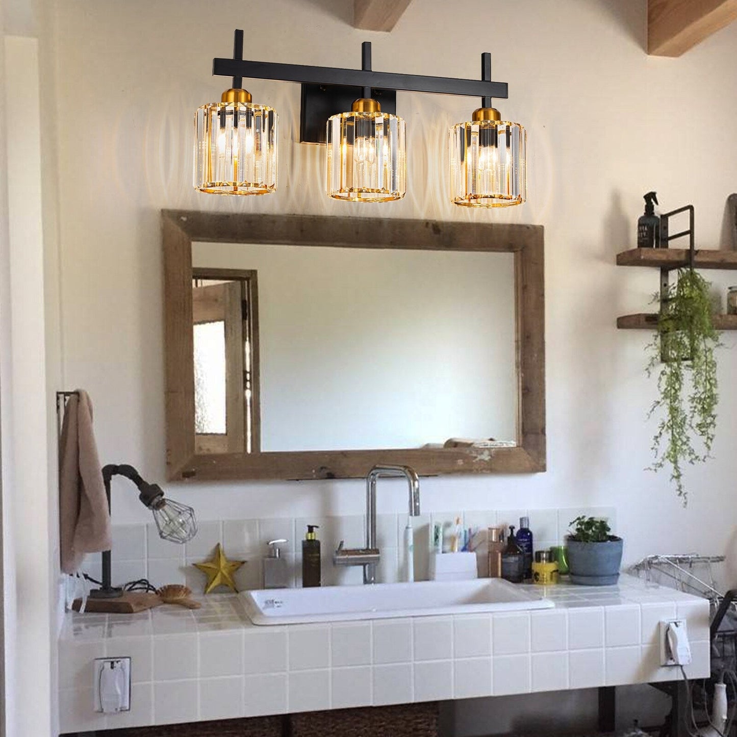 3/4/5-Light Modern Dimmable Crystal Bathroom Vanity Lights Fixtures Over Mirror