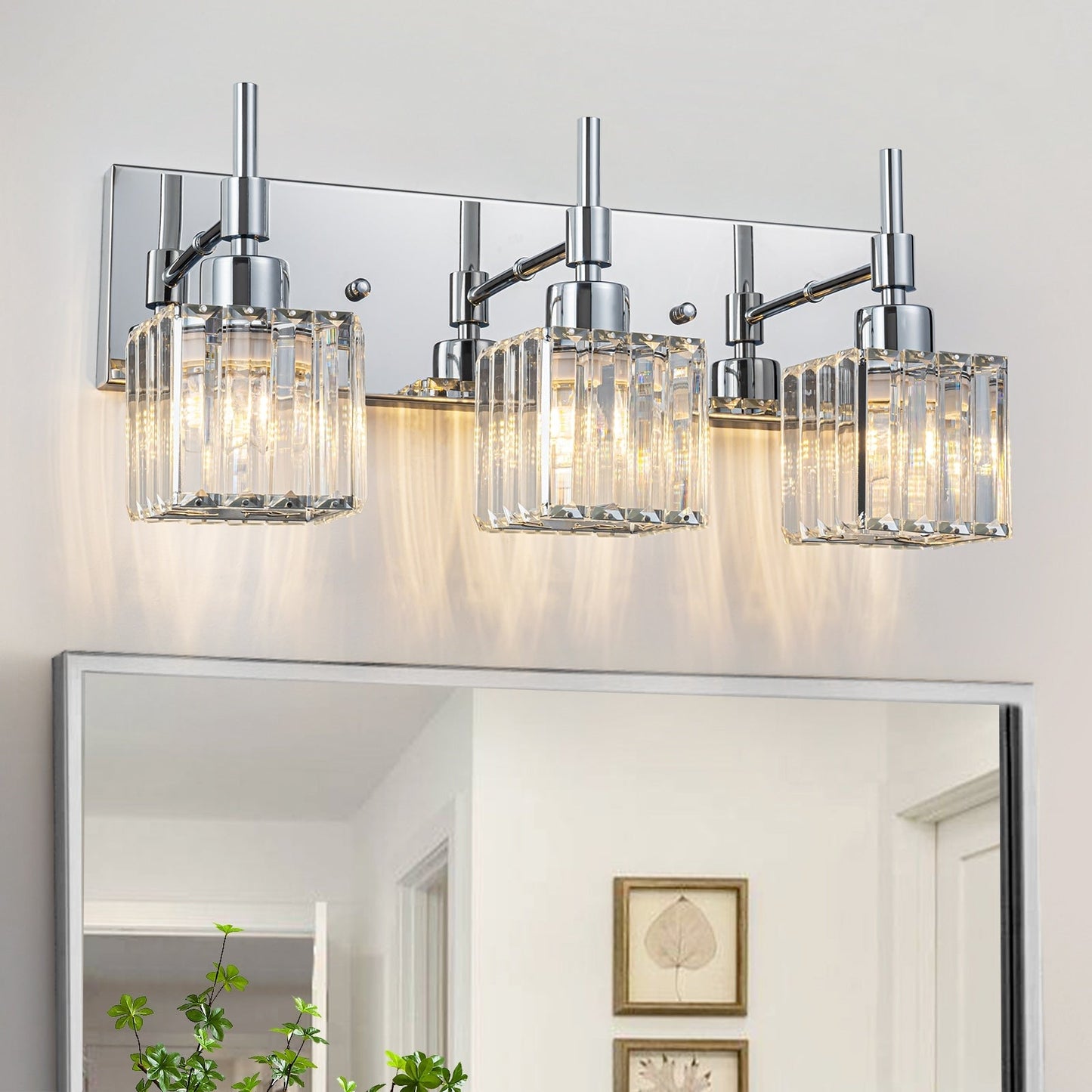 Ora Modern Dimmable Crystal Bathroom Light Fixtures Over Mirror Glam Vanity Lights