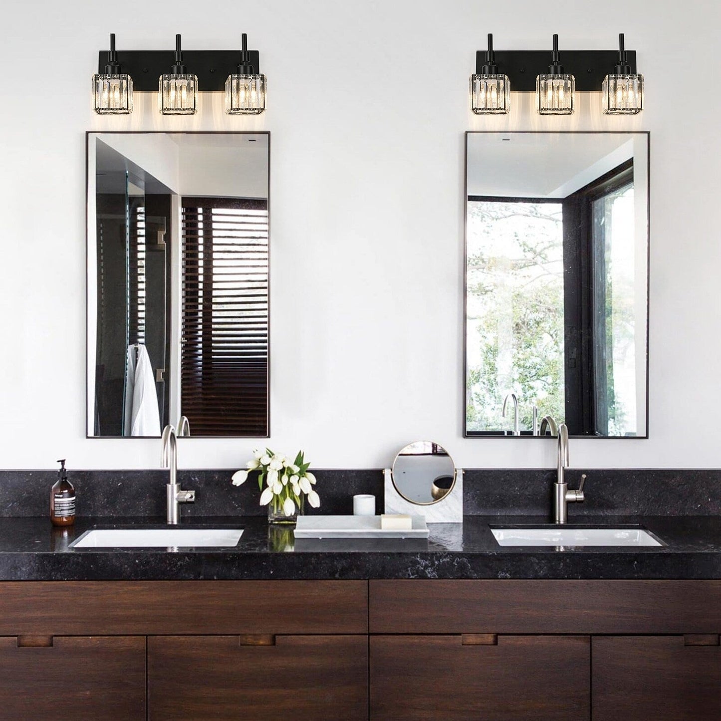 Ora Modern Dimmable Crystal Bathroom Light Fixtures Over Mirror Glam Vanity Lights