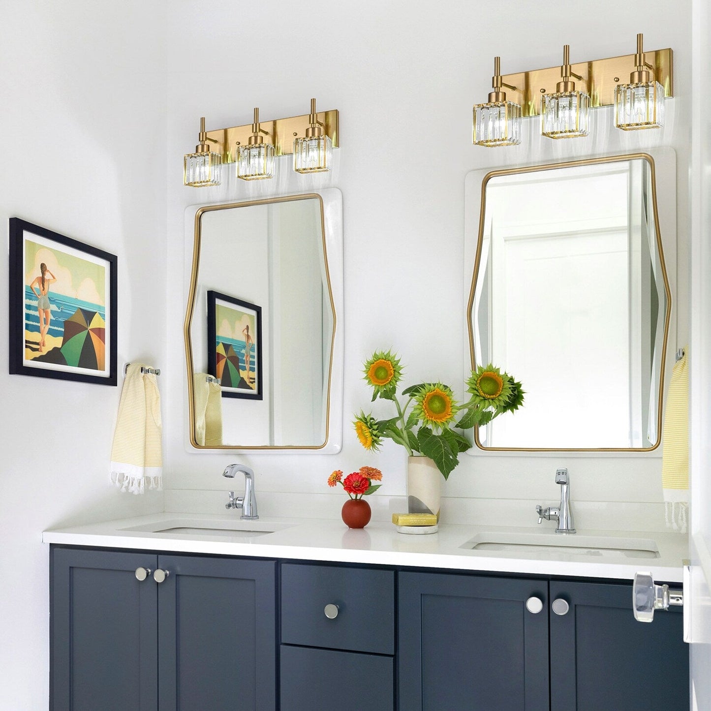 Ora Modern Dimmable Crystal Bathroom Light Fixtures Over Mirror Glam Vanity Lights