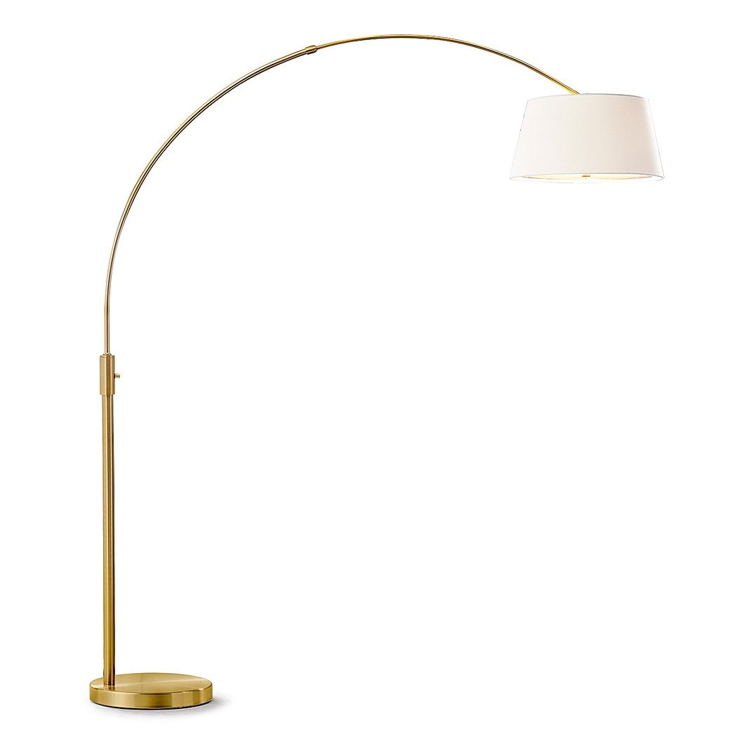 Orbita 81H LED Dimmable Retractable Arch Floor Lamp, Bulb included, Antique Brass Finish