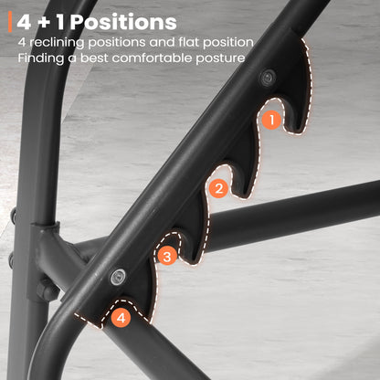 Outdoor Adjustable Patio Chaise Lounge Chair with Cushion Beach Poolside