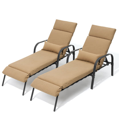 Outdoor Adjustable Patio Chaise Lounge Chair with Cushion Beach Poolside