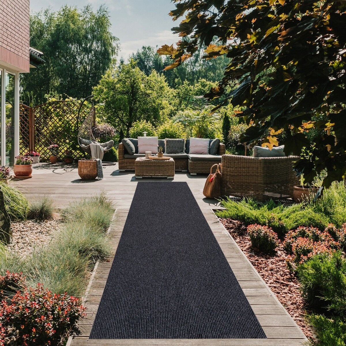 Outdoor/Indoor Custom Size Carpet Runner Rug 36'' wide x your choice of length with Non-Slip PVC Backing