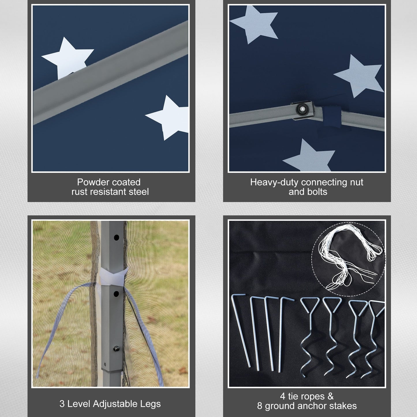 Outsunny 10' x 10' Heavy Duty Pop Up Canopy with Removable Mesh Sidewall Netting, Easy Setup Design, Outdoor Party Event