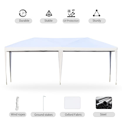 Outsunny Heavy Duty Pop Up Canopy with Sturdy Frame, UV Fighting Roof, Carry Bag for Patio, Backyard, Beach, Garden