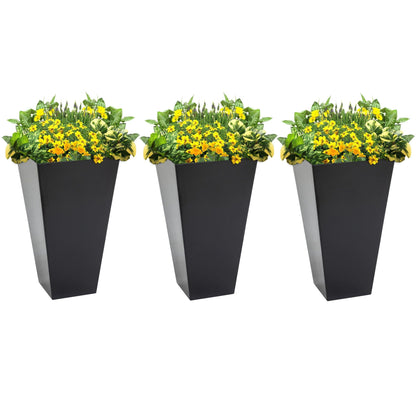 Outsunny 28 Tall Plastic Flower Pot, Set of 3, Large Outdoor & Indoor Plastic Garden Planters, for Entryway, Patio, Yard