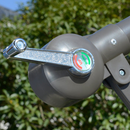 Outsunny 9' 2-Tier Cantilever Umbrella with Crank Handle, Cross Base and 8 Ribs, Garden Patio Offset Umbrella