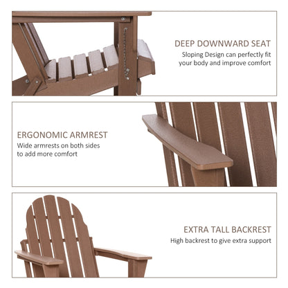 Outsunny Folding Adirondack Chair, HDPE Outdoor All Weather Plastic Lounge Beach Chairs for Patio Deck and Lawn Furniture