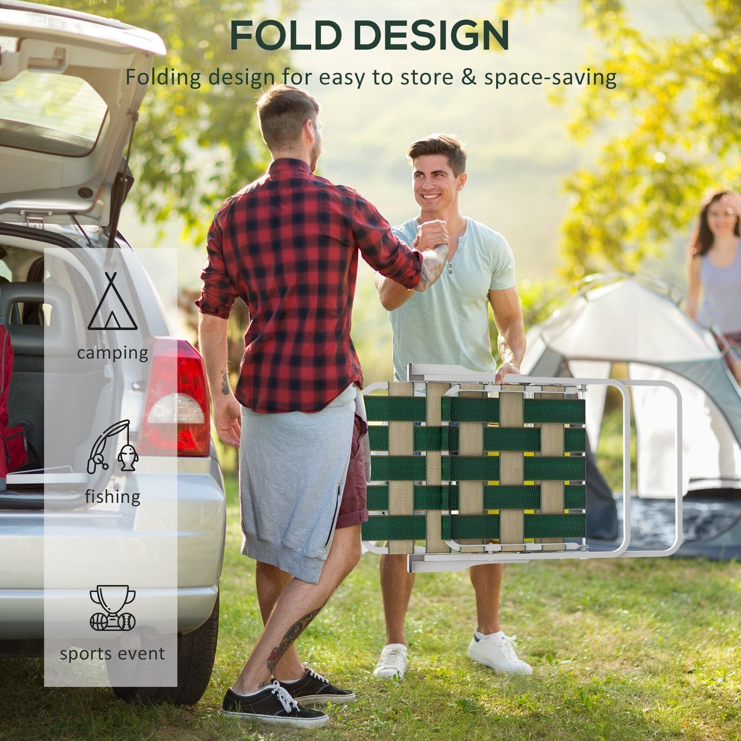 Outsunny Set of 4 Patio Folding Chairs, Classic Outdoor Camping Chairs, Portable Lawn Chairs for Camping