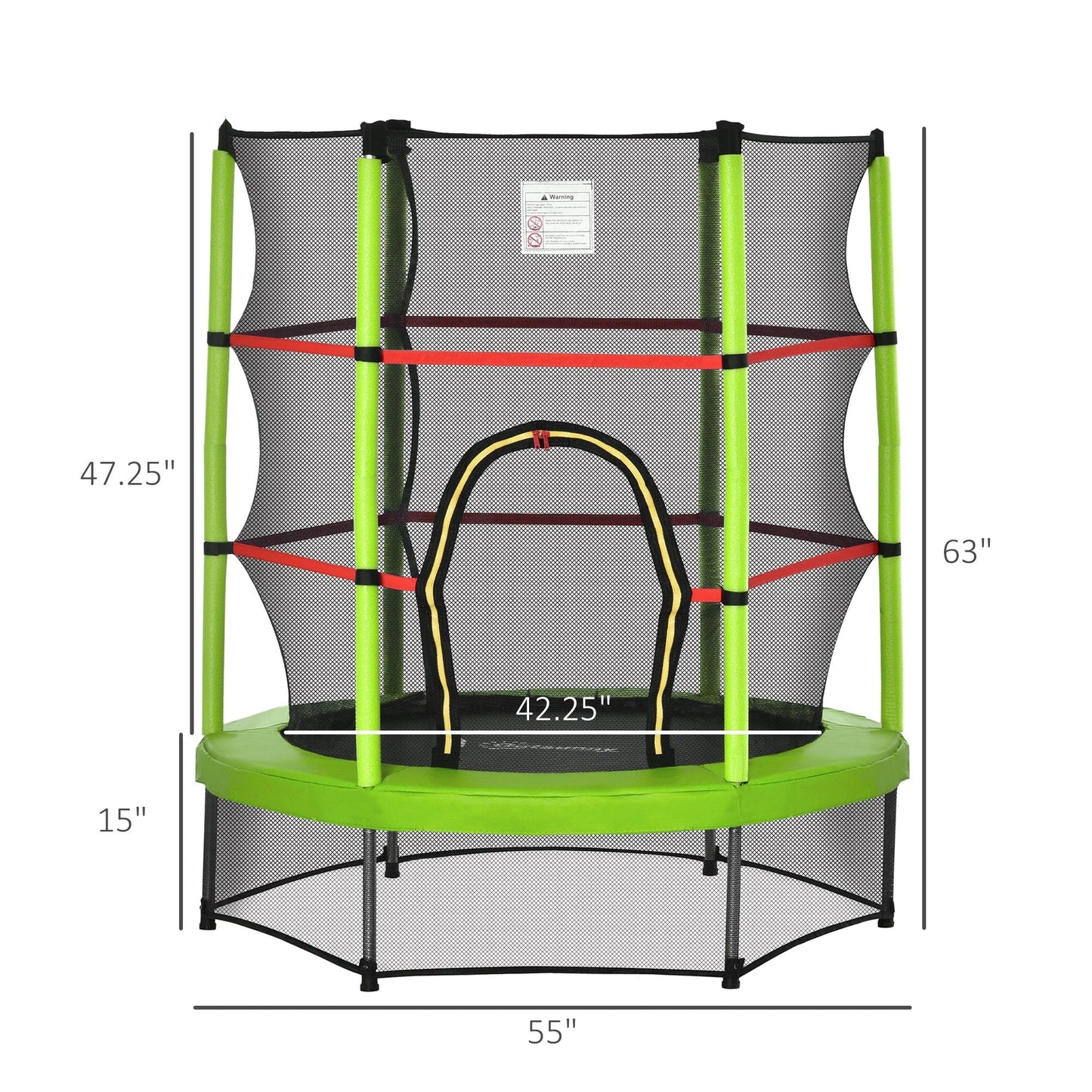 Outsunny 5' Diameter Kids Trampoline with Net for Indoors & Outdoors, Ages 3 to 6