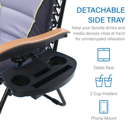 Oversize XL Padded Zero Gravity Lounge Chair Wider Armrest Adjustable Recliner with Cup Holder - N/A