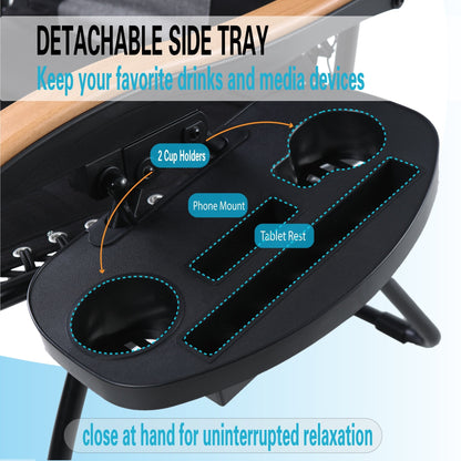 Oversize XL Padded Zero Gravity Lounge Chair Wider Armrest Adjustable Recliner with Cup Holder - N/A